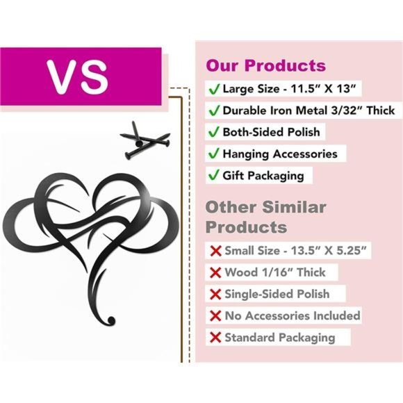 Infinity Heart Metal Wall Decor, Unique Infinity Heart Wall Decor Love Sign - Picture 7 of 8